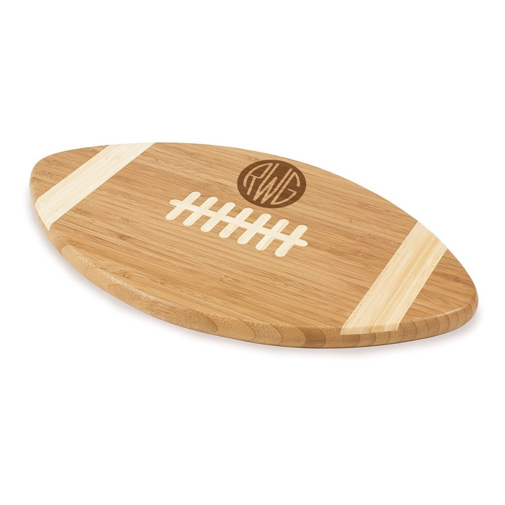 Solid Circle Monogram Football Cutting Board - ONLY GIFTS