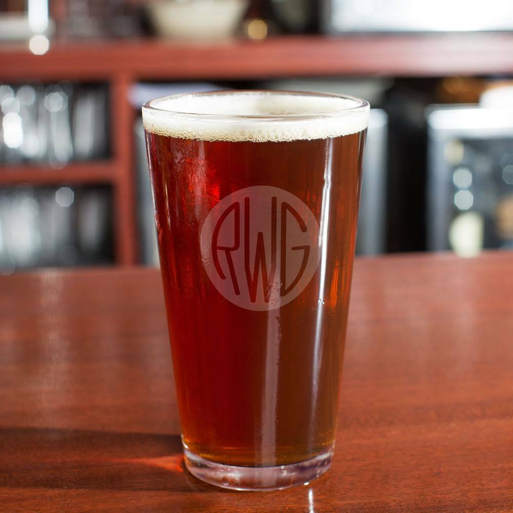 Solid Circle Monogram Beer Glass - ONLY GIFTS