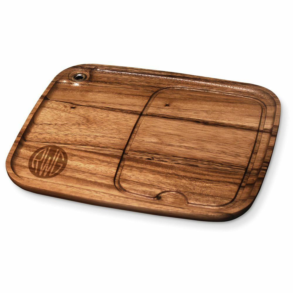 Solid Circle Monogram Wood Steak Plate - Ironwood Gourmet 28101 - ONLY GIFTS