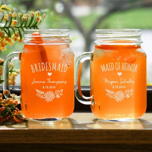 Engraved Bridal Party Mason Jar