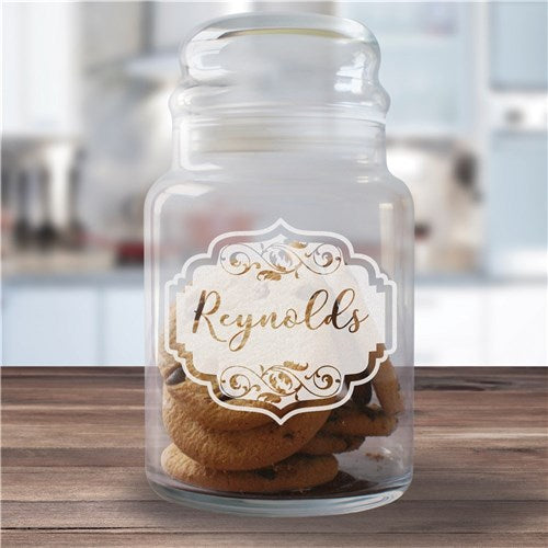 Engraved Vintage Family Glass Jar