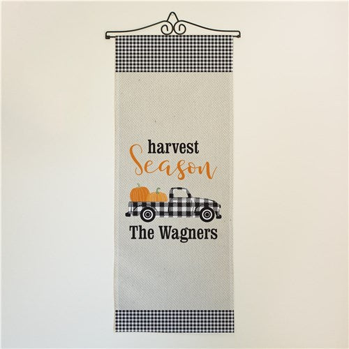 Personalized Harvest Season Gingham Truck Wall Hanging - ONLY GIFTS