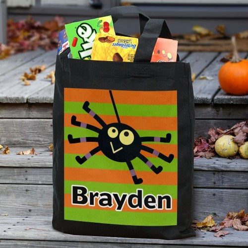 Halloween Boy Spider Black Tote Bag