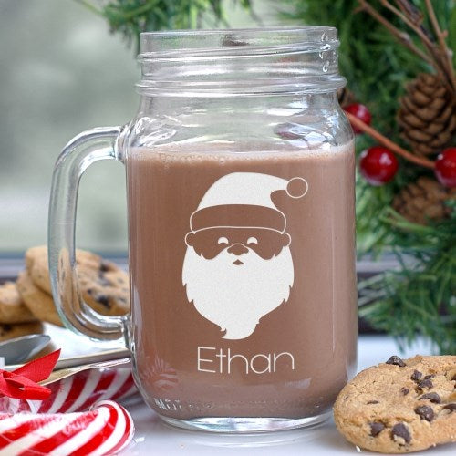 Engraved Santa Mason Jar