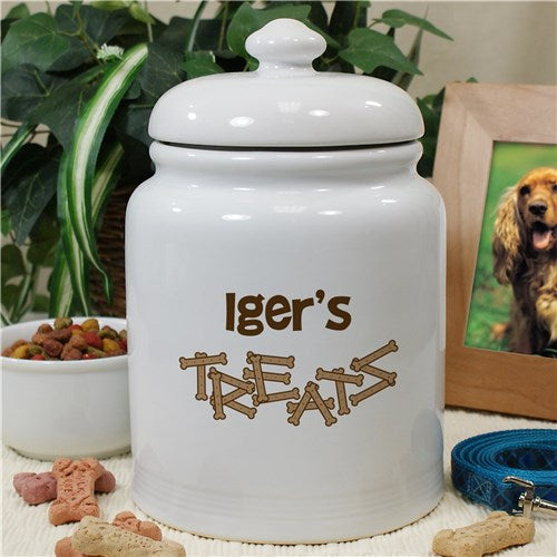 Personalized Ceramic Dog Bone Treat Jar