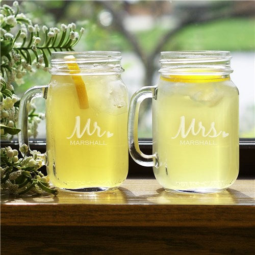 Mr and Mrs. Mason Jar set - ONLY GIFTS