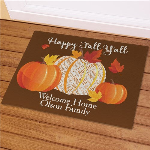 Personalized Happy Fall Yall Doormat - ONLY GIFTS