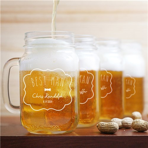 Wedding Party Mason Glass Jar