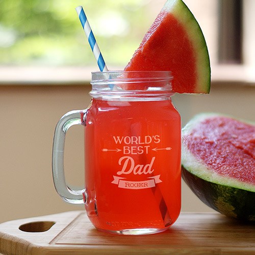 Engraved World's Best Dad Mason Jar