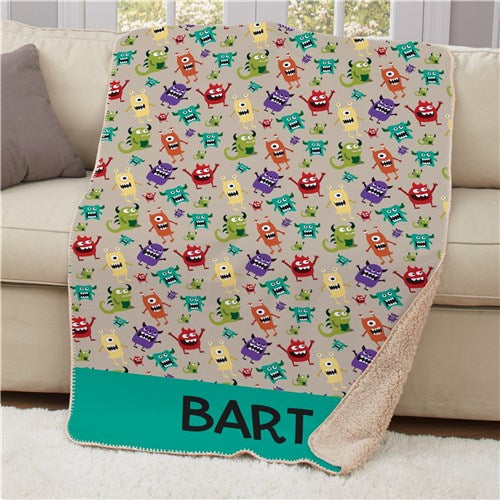 Personalized Monsters Sherpa Blanket