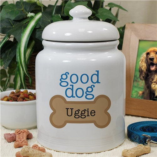 Personalized Ceramic Good Dog Treat Jar - ONLY GIFTS
