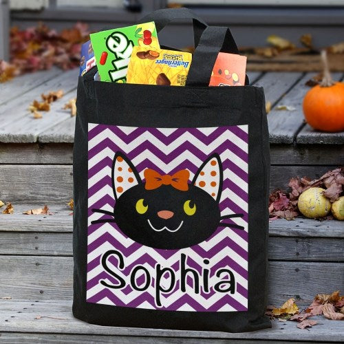 Personalized Black Cat Trick or Treat Bag