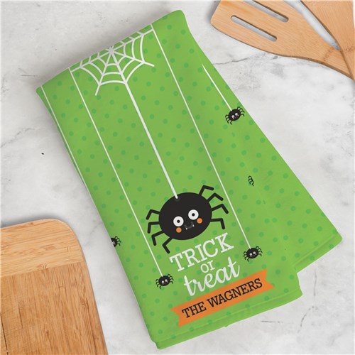 Personalized Trick or Treat Spider Dish Towel - ONLY GIFTS