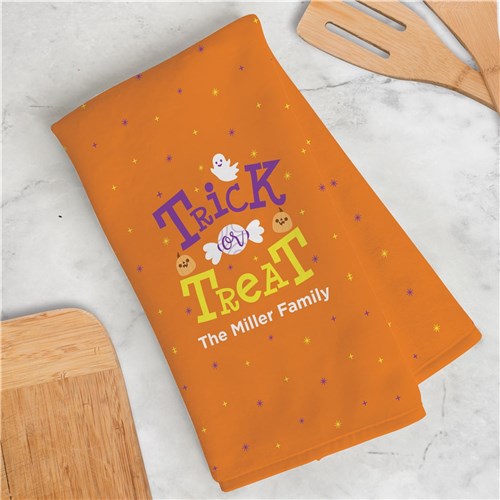 Personalized Trick or Treat Dish Towel