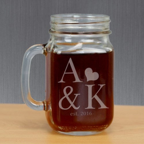 Engraved Couples Established Mason Jar - ONLY GIFTS
