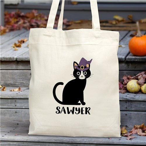 Personalized Halloween Cat Tote Bag