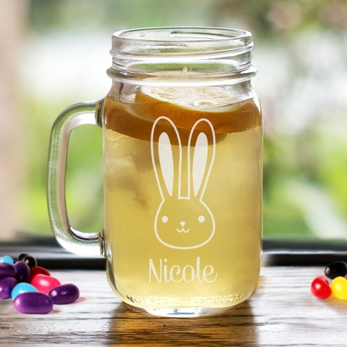 Engraved Bunny Mason Jar