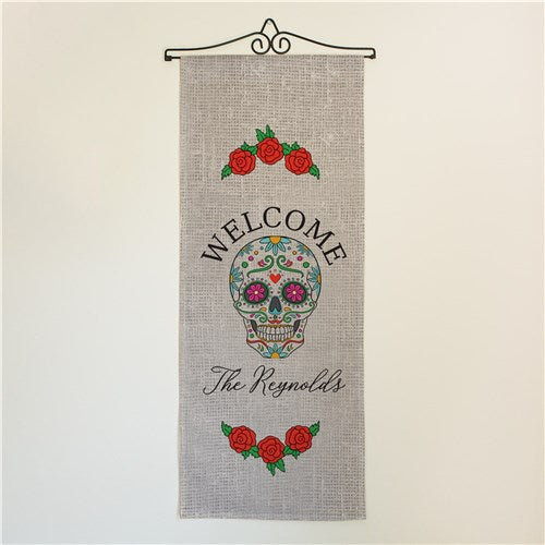 Personalized Sugar Skull Wall Flag - ONLY GIFTS